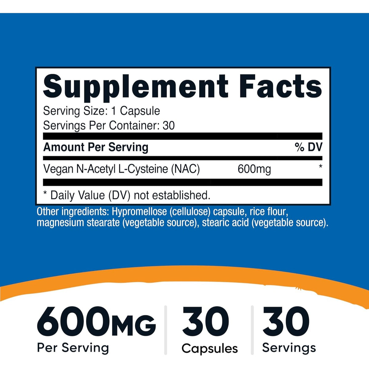 Nutricost N-Acetil L-Cisteína (NAC) 600 mg 30 Cápsulas Vegetales