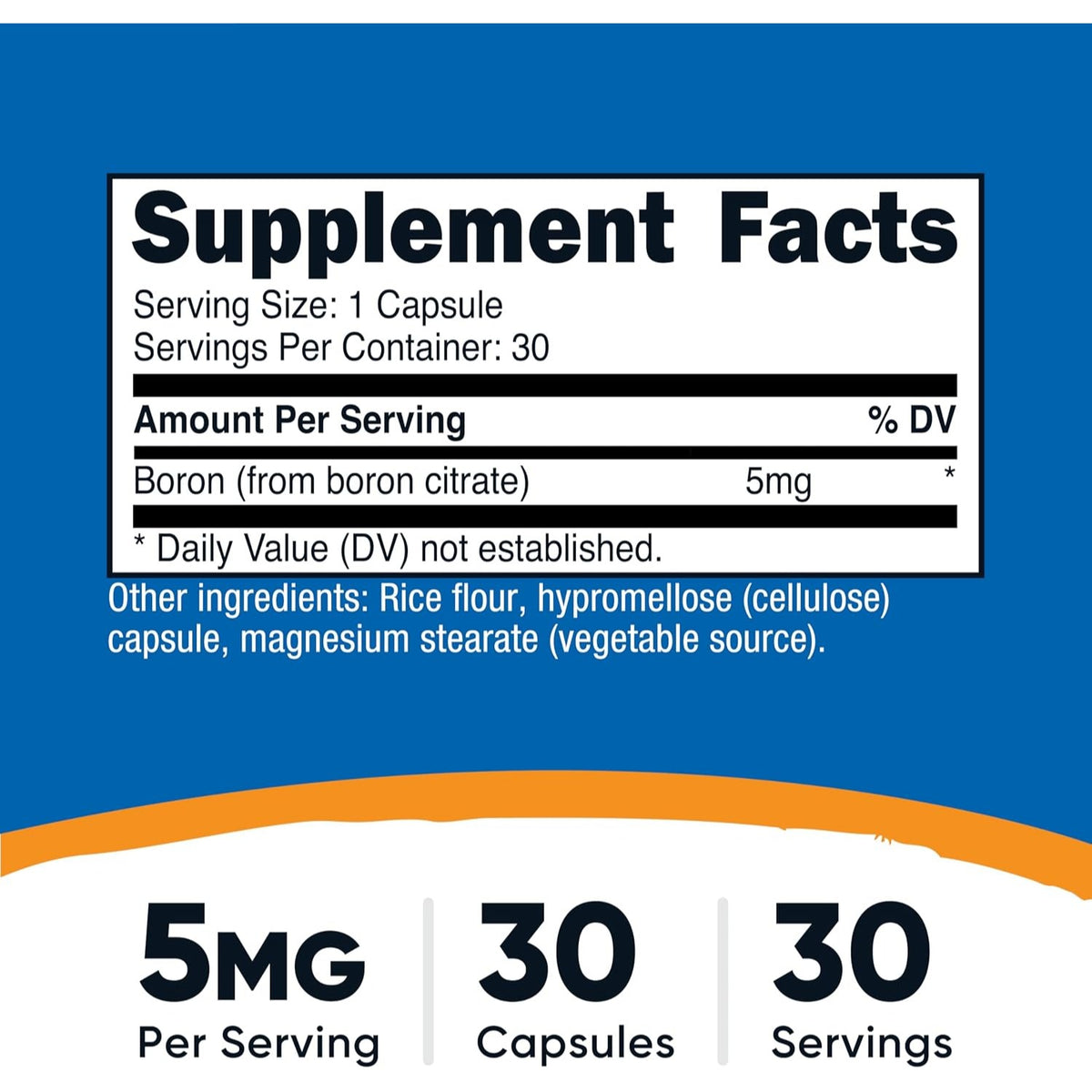 Nutricost Boro 5 mg 30 Cápsulas Vegetales