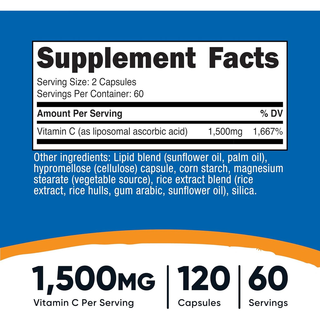 Nutricost Vitamina C Liposomal 1500 mg 120 Cápsulas Vegetales