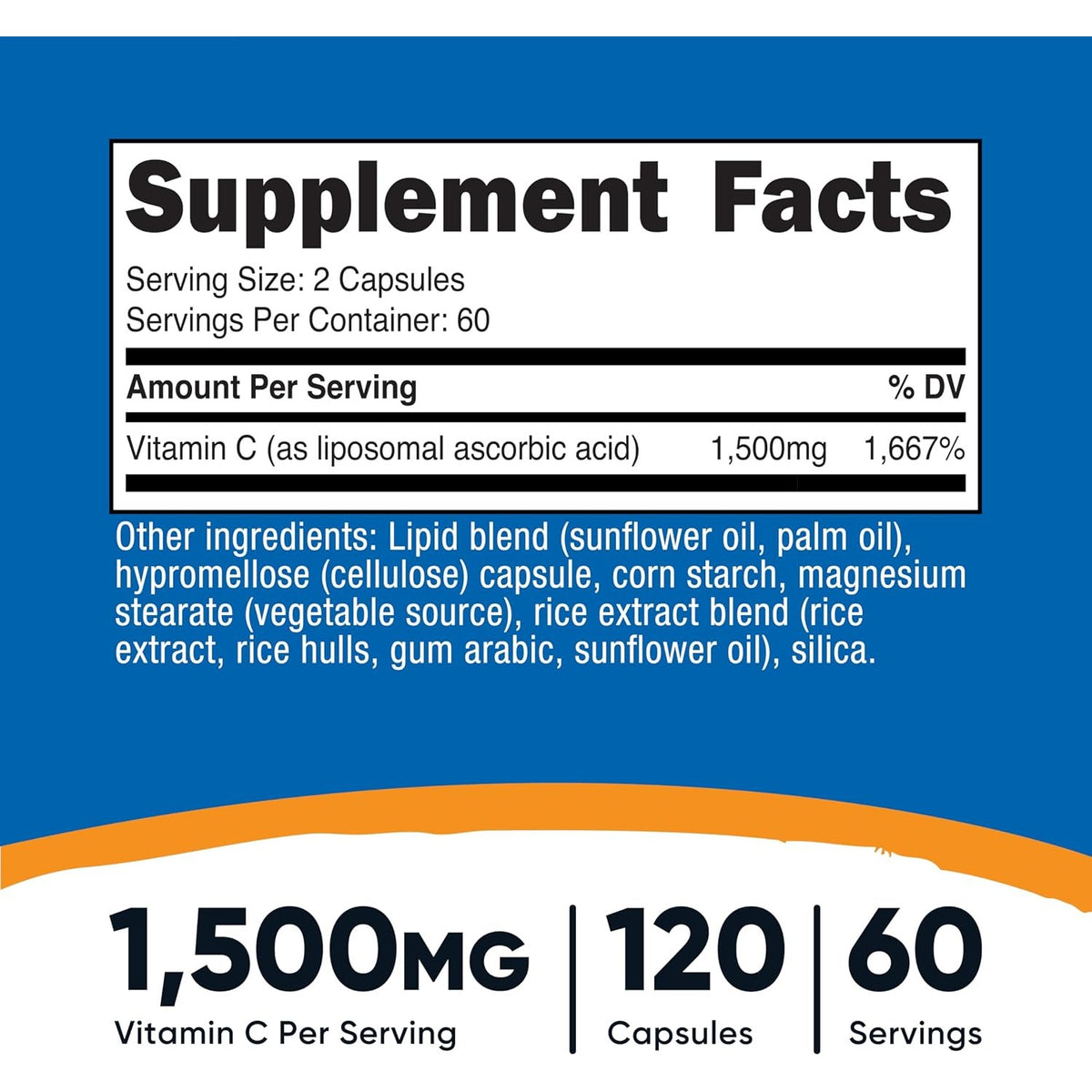 Nutricost Vitamina C Liposomal 1500 mg 120 Cápsulas Vegetales