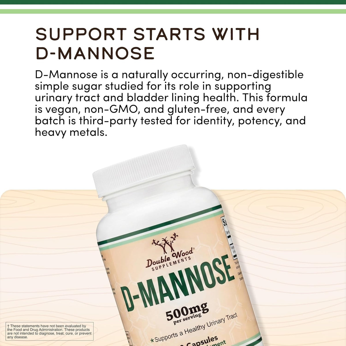 Double Wood D-Manosa 500 mg 90 Cápsulas