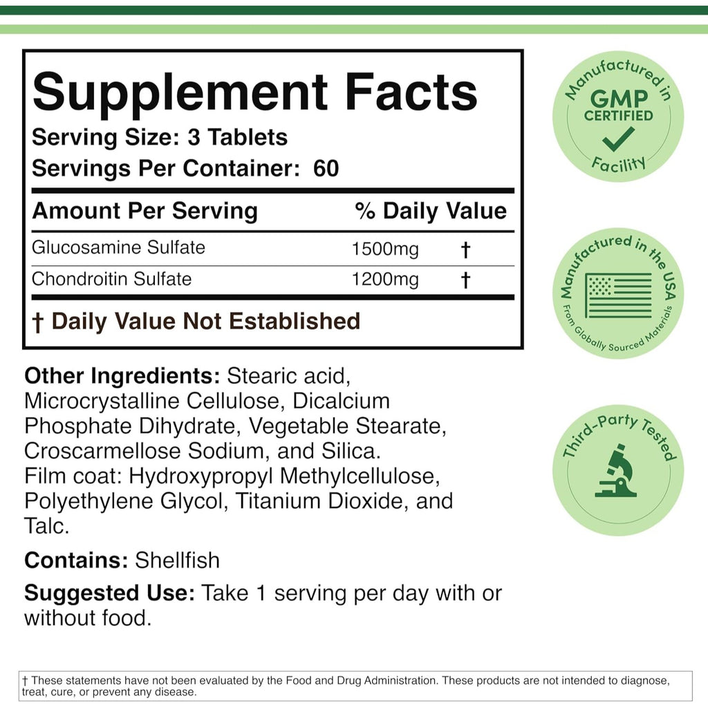 Double Wood Glucosamina 1500 mg y Condroitina 1200 mg Tabletas