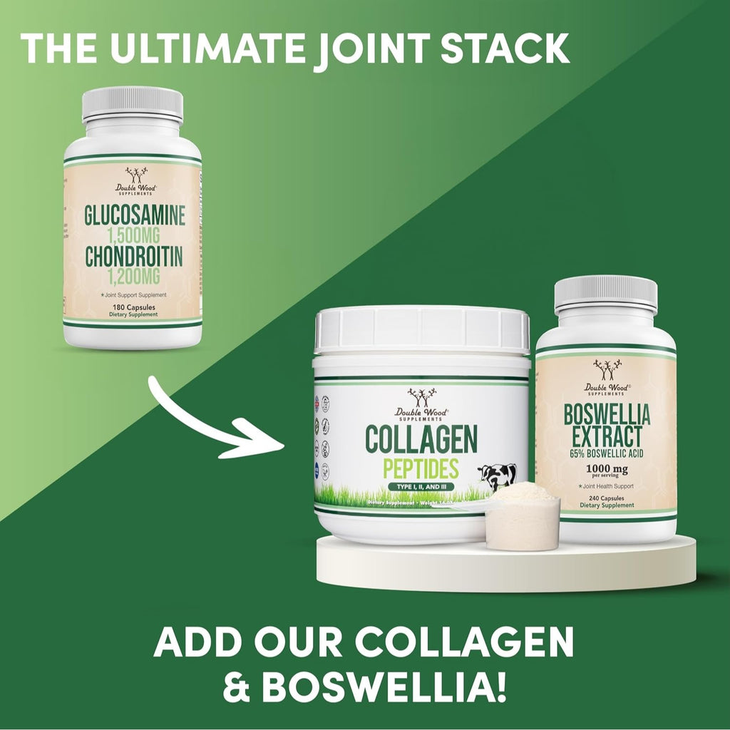 Double Wood Glucosamina 1500 mg y Condroitina 1200 mg Tabletas