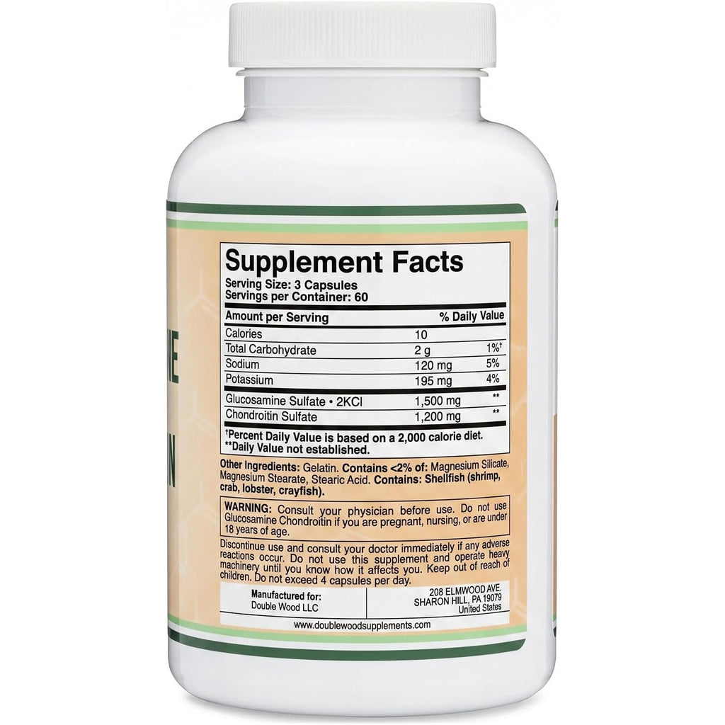 Double Wood Glucosamina 1500 mg y Condroitina 1200 mg Tabletas
