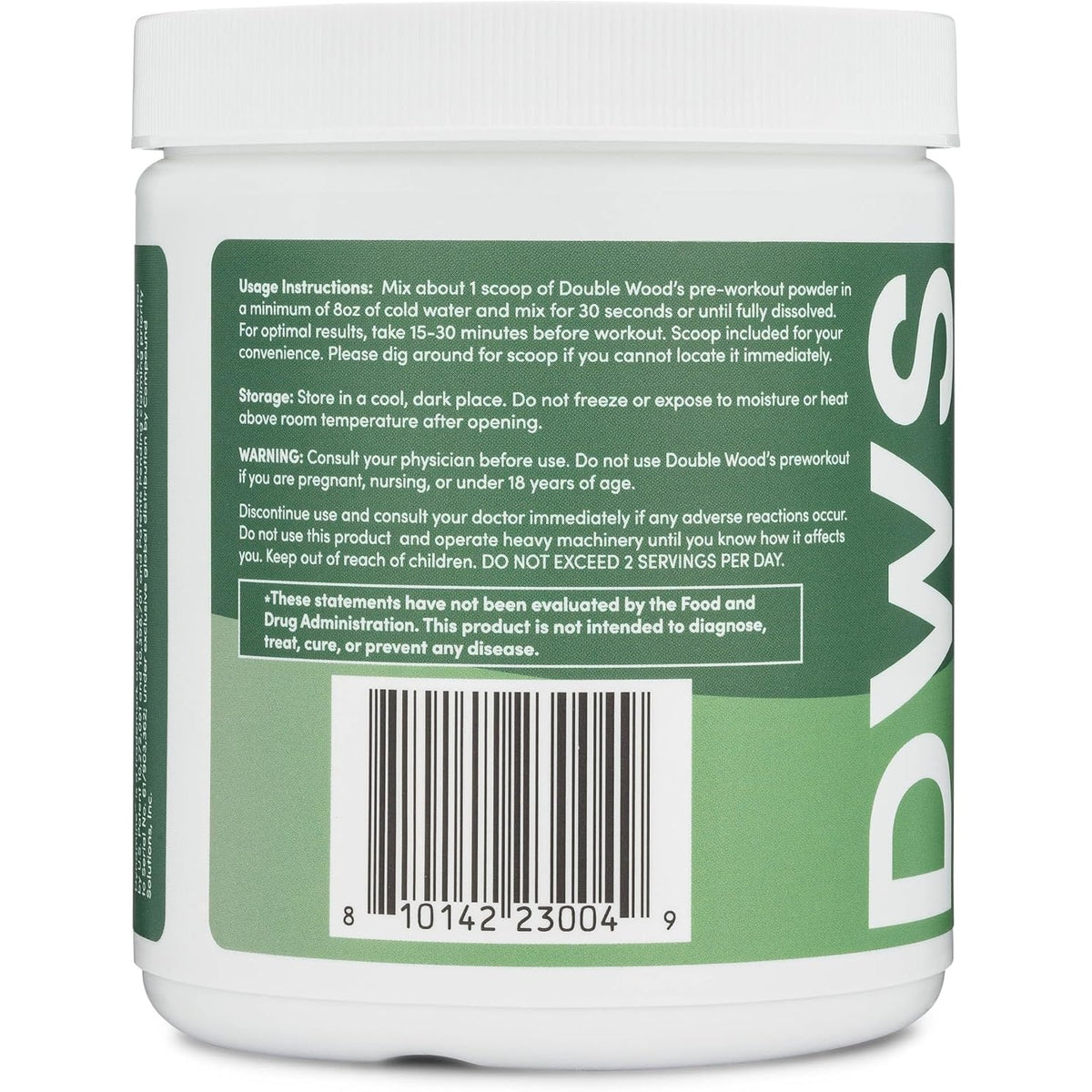 Double Wood Pre-Entreno 175 mg de Cafeína 30 Porciones Polvo Sabor Frambuesa Azul