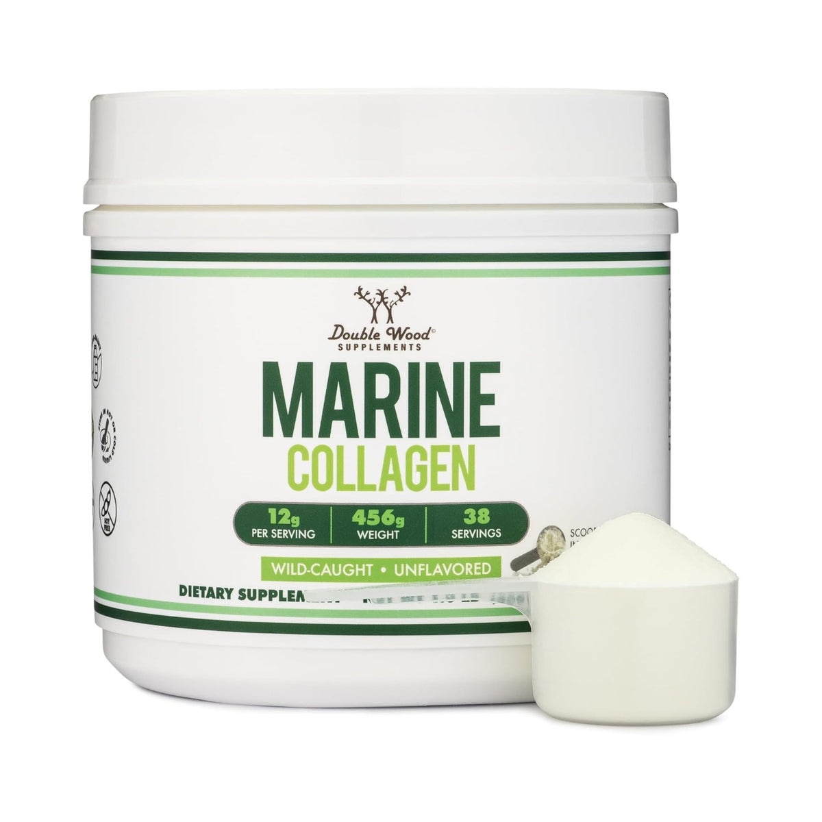 Double Wood Péptidos de Colágeno Marino 454 g Polvo Sin Sabor