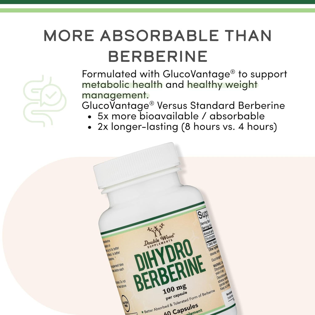 Double Wood Dihidroberberina (GlucoVantage) 100 mg 60 Cápsulas