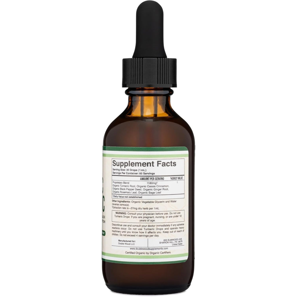 Double Wood Cúrcuma Orgánica con Pimienta Negra 1180 mg 60 Porciones Gotas