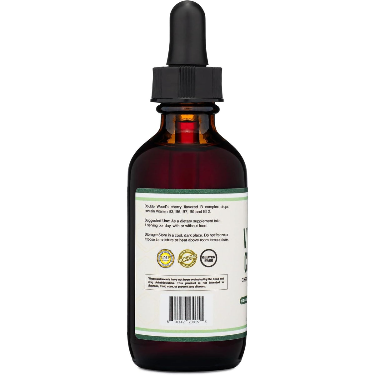 Double Wood Complejo de Vitamina B Líquido 2 fl oz Gotas Sabor Cereza