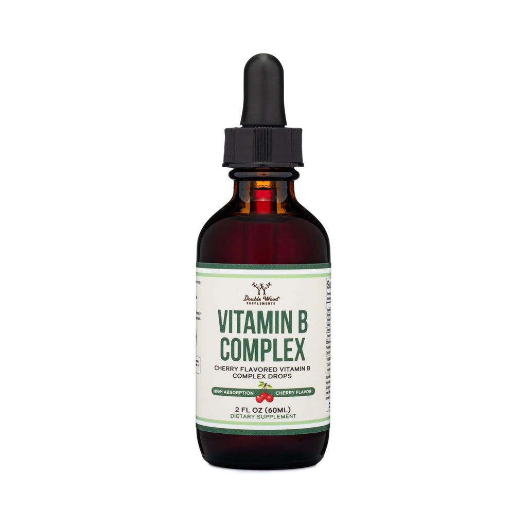 Double Wood Complejo de Vitamina B Líquido 2 fl oz Gotas Sabor Cereza