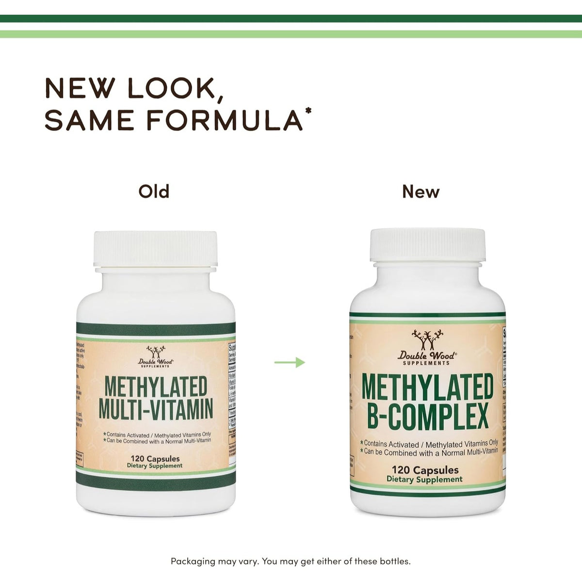 Double Wood Multivitamínico Metilado con TMG y Metilfolato 120 Cápsulas