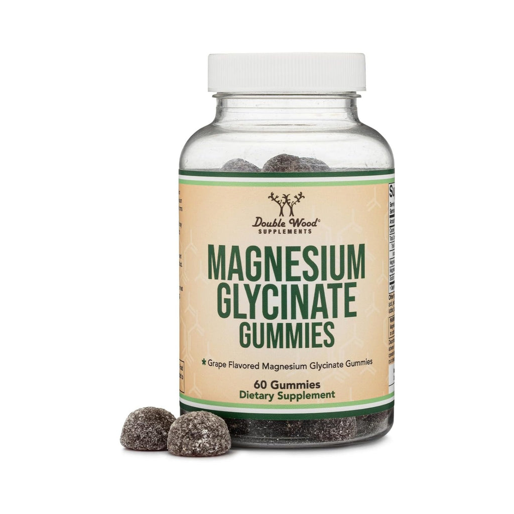 Double Wood Glicinato de Magnesio 400 mg 30 Porciones Gomitas Sabor Uva