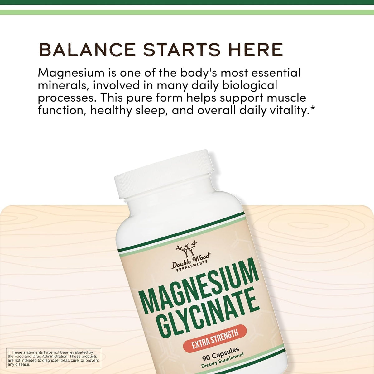 Double Wood Glicinato de Magnesio Extra Fuerte 120 mg 90 Cápsulas