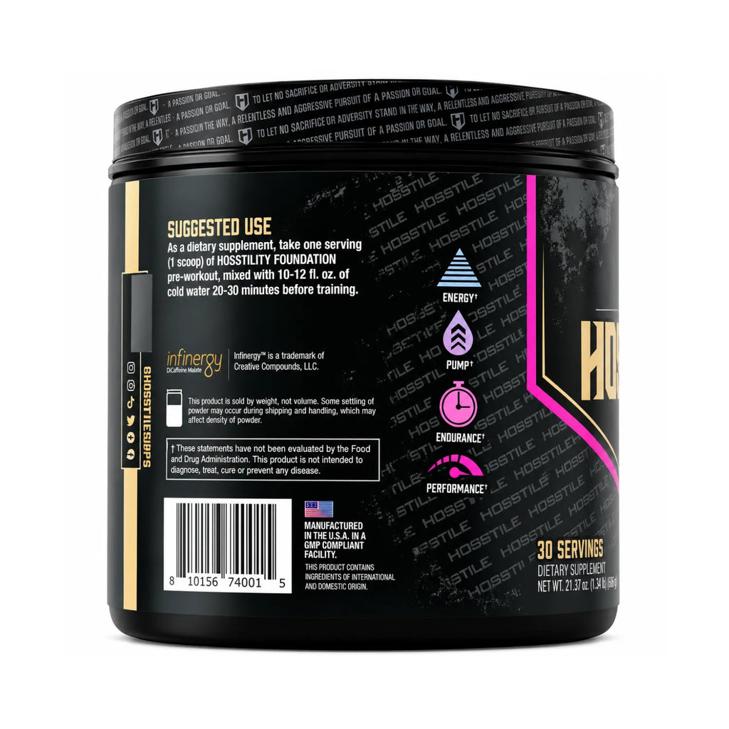 Hosstility Hostile Pre-Workout | Pre Entreno con Citrulina, Beta-Alanina y Cafeína | 30 Servicios | Sabor Cotton Candy