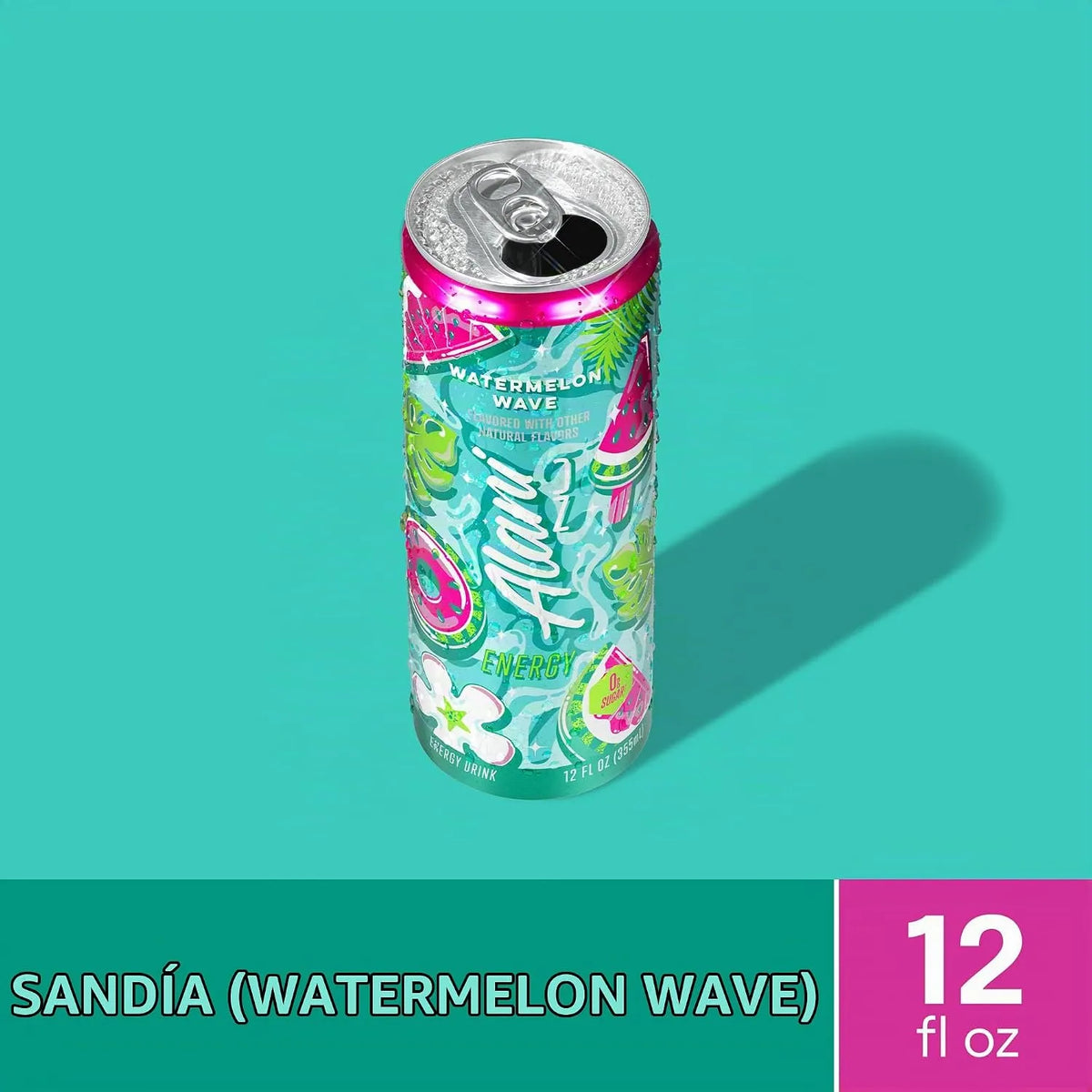Alani Nutrition Energy | Pre Entreno RTD con 200 mg de Cafeína | 12 Latas de 355 ml | Sabor Watermelon Wave