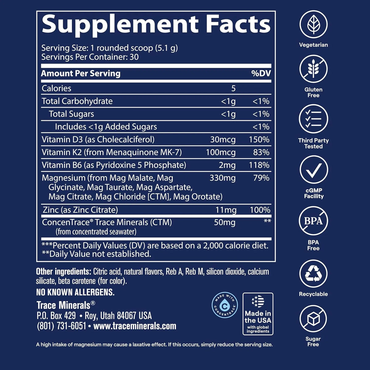 Trace Minerals Multi Magnesium en Polvo 153 g - Sandia Tropical