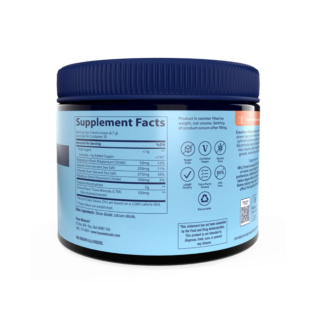 Trace minerals creatine + electrolytes canister 201 grs unflavored