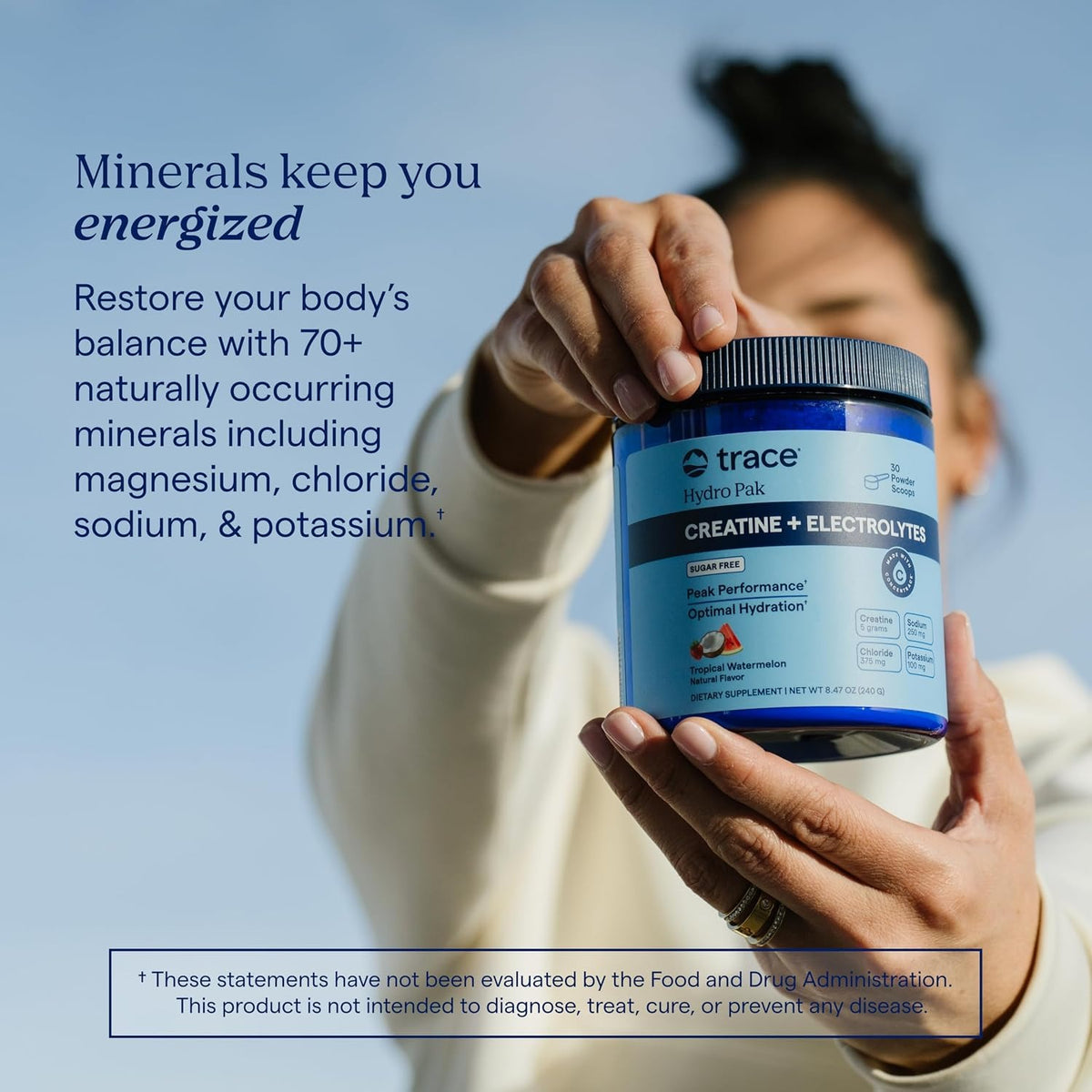 Trace Minerals Creatina+electrolitos 240 G Rendimiento Sandia Tropical – Hidratación