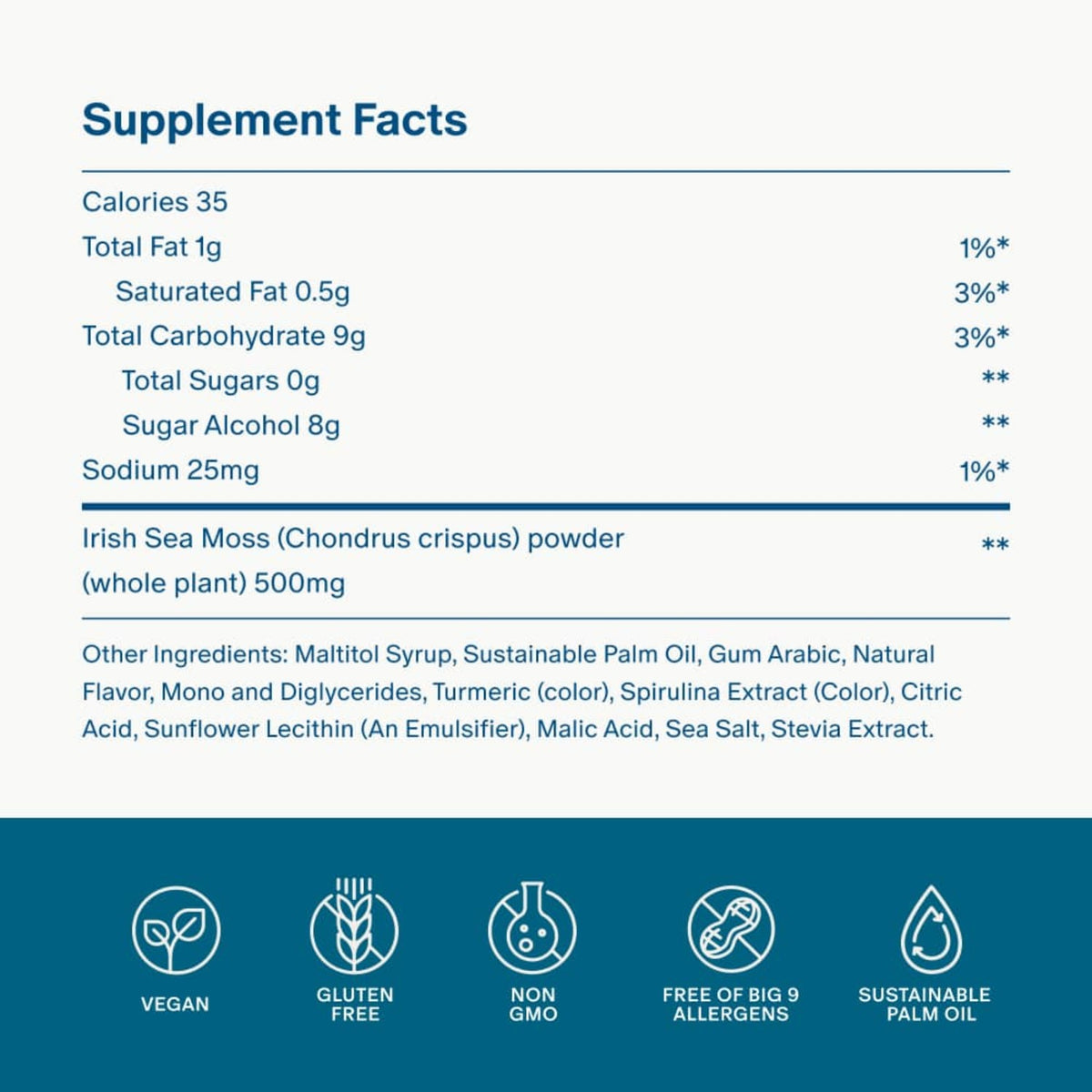 Snap Supplements Irish Sea Moss 60 Tabletas Masticables Manzana Verde