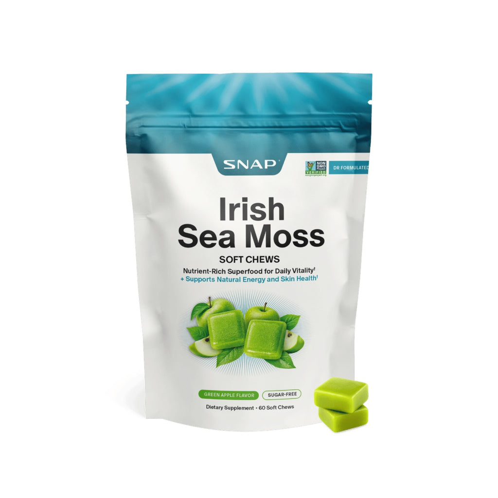 Snap Supplements Irish Sea Moss 60 Tabletas Masticables Manzana Verde