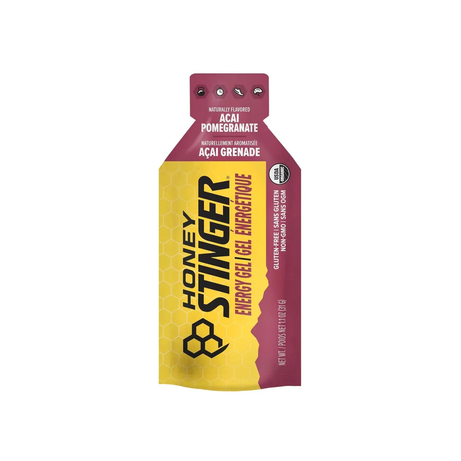 Honey Stinger Energy Gel, Miel Y Electrolitos 24pz/31gr Sfn Granada/acai pomegranate