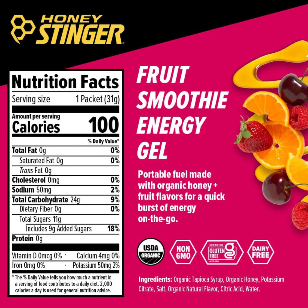 Honey Stinger Energy Gel, Miel Y Electrolitos 24pz/31gr Sfn fruit smoothie