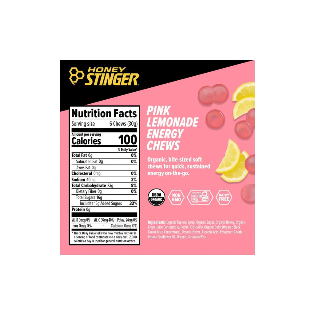 HS ORG ENERGY CHEWS 12/50g PINK LEMONADE