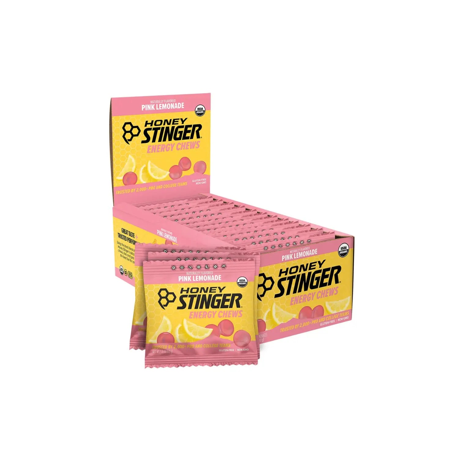 HS ORG ENERGY CHEWS 12/50g PINK LEMONADE