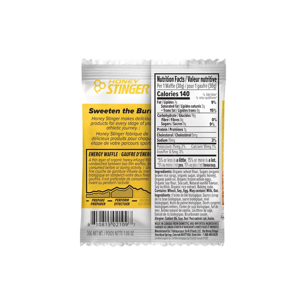 Honey Stinger Waffle Energy Organic C/12 Pzas 28.5gr Sfn vainilla