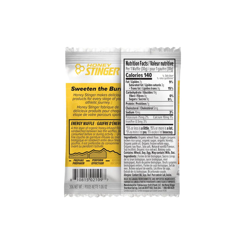 Honey Stinger Waffle Energy Organic C/12 Pzas 28.5gr Sfn vainilla