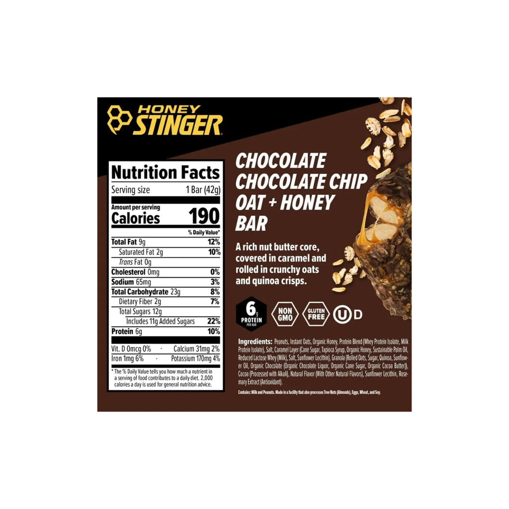 Honey stinger barra energetica de avena y miel 12 barras sfn chocolate chocolate chip
