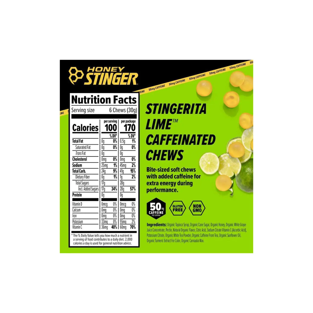 Honey Stinger gomitas energéticas, cafeina 50 mg 12 pzs sfn Stingerita lime