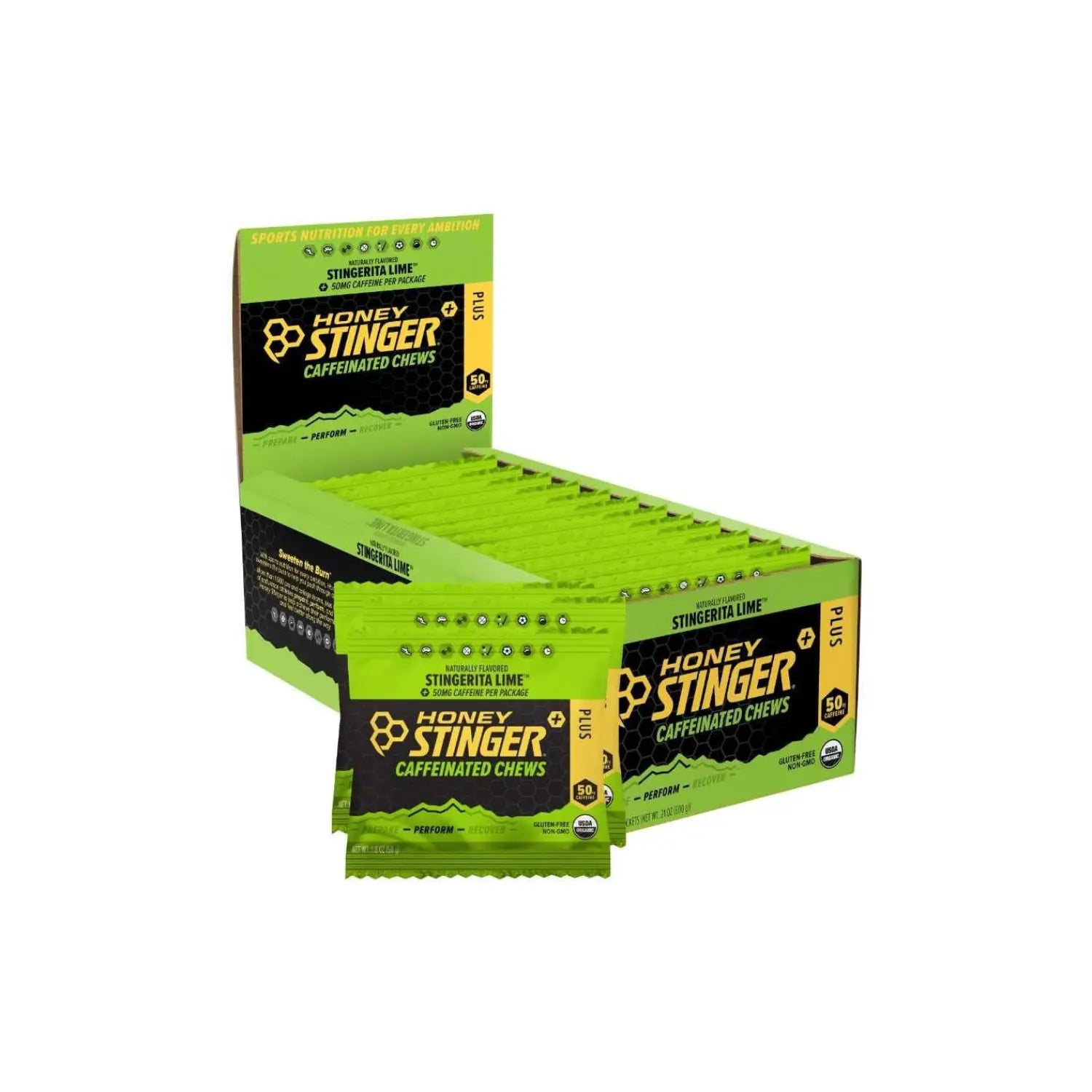 Honey Stinger gomitas energéticas, cafeina 50 mg 12 pzs sfn Stingerita lime