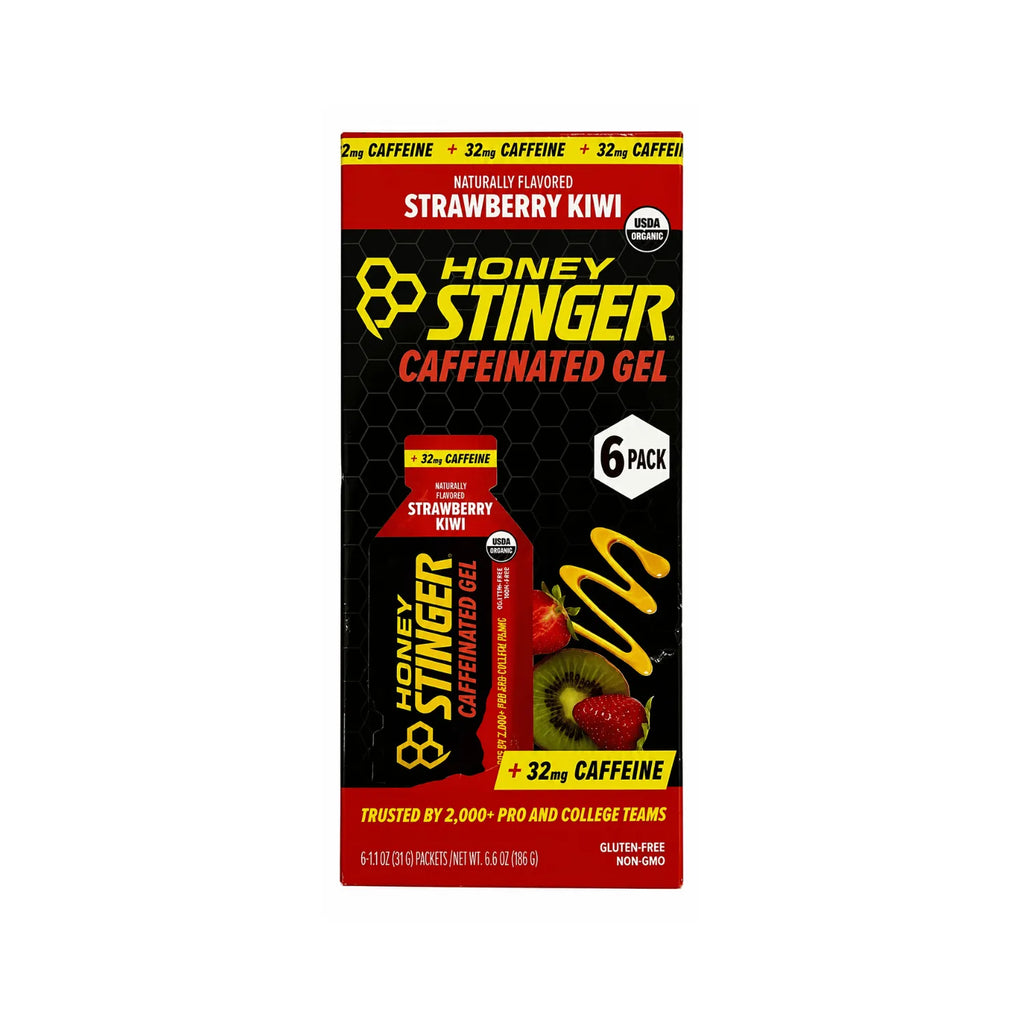 Honey Stinger Energy Gel, Miel Y Electrolitos, Con Cafeina 6 pz Strawberry Kiwi