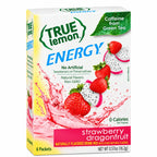 True Lemon Energy Fruta de Dragón y Fresa 16.2 g | 6 Sobres | 120 mg de Cafeína por Porción | 90 mg de Vitamina C | 0 Calorías y 0 g de Azúcar | Mezcla para Bebida
