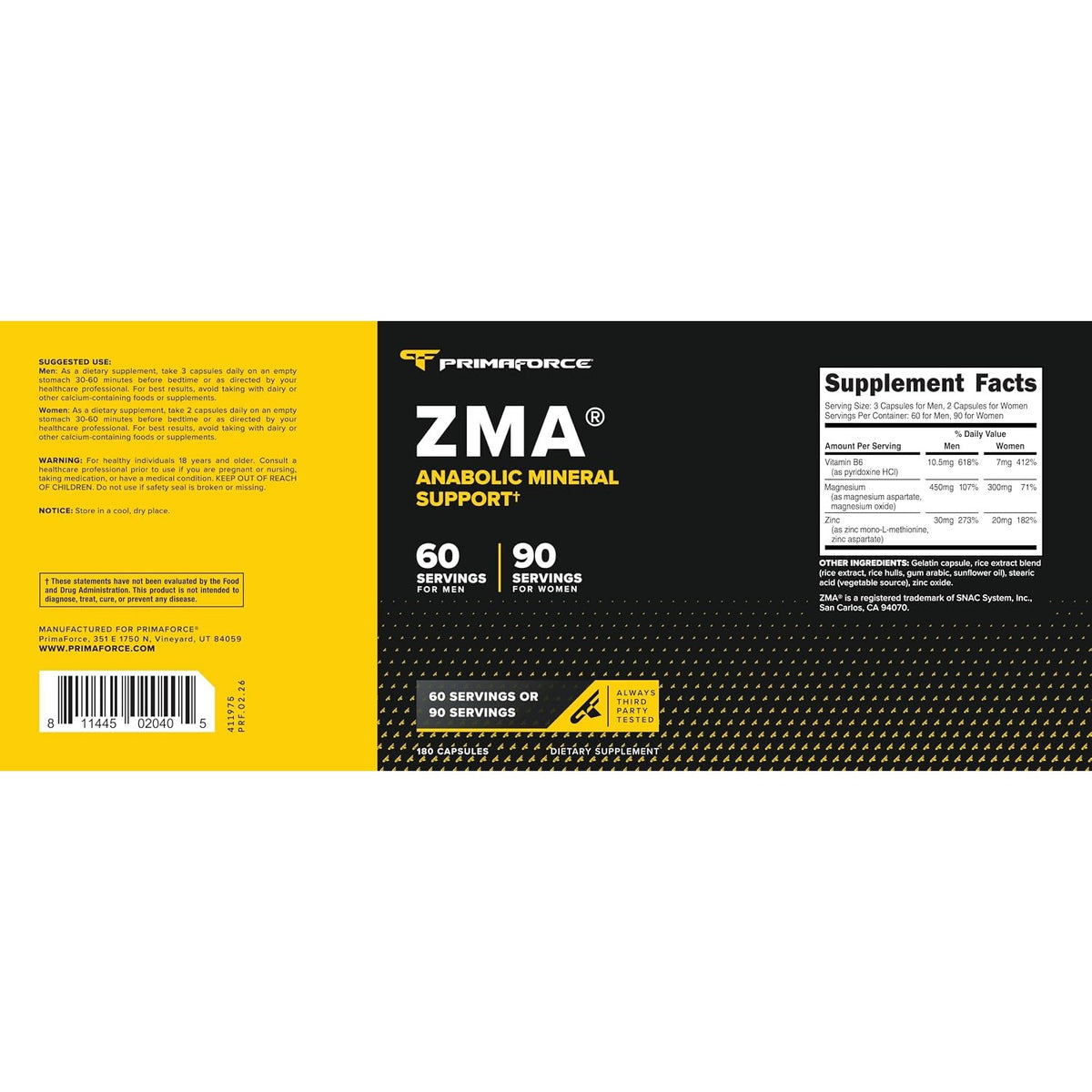 Nutricost Primaforce ZMA 180 Cápsulas