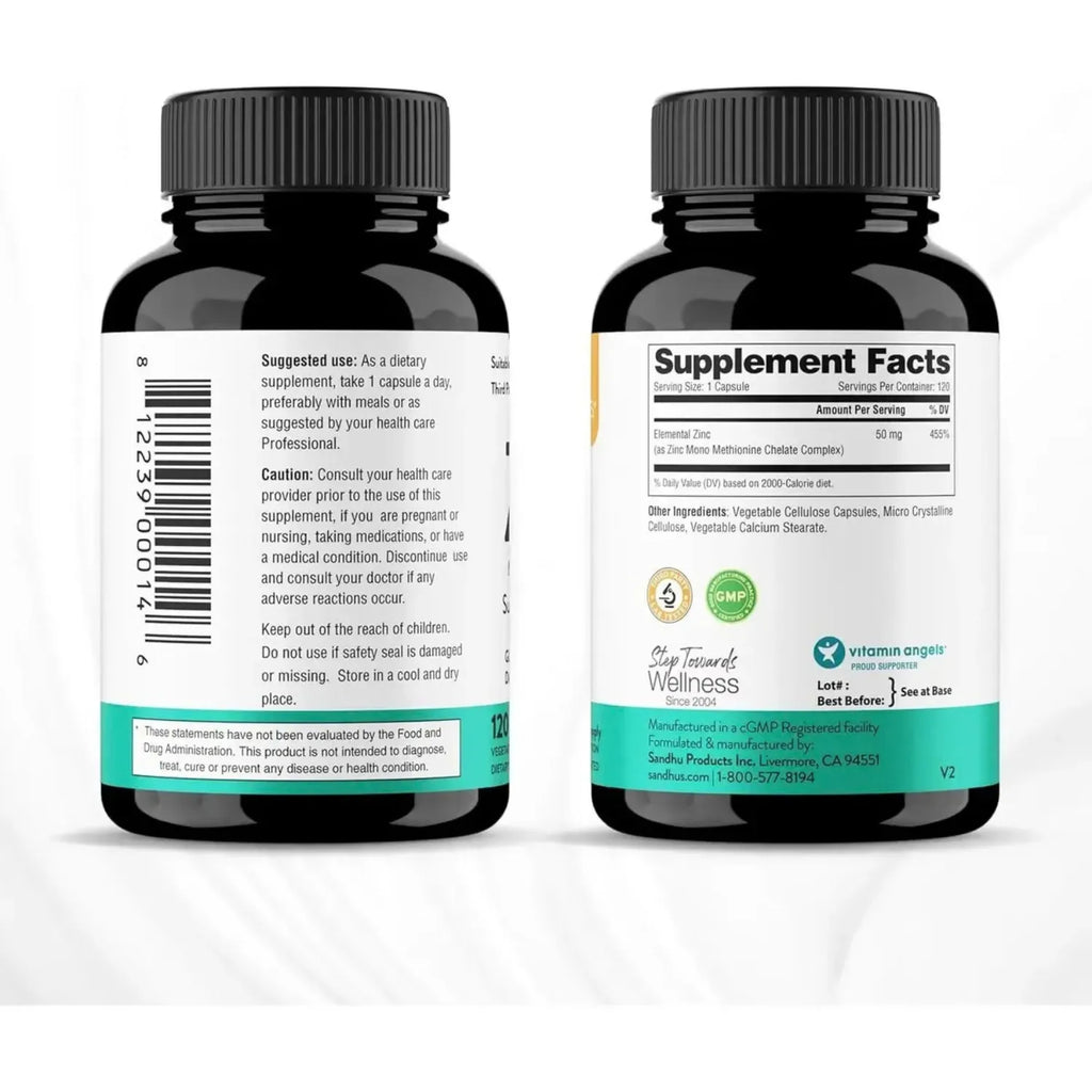 Sandhus Zinc Quelato De Monometionina 50 Mg 120 Capsulas