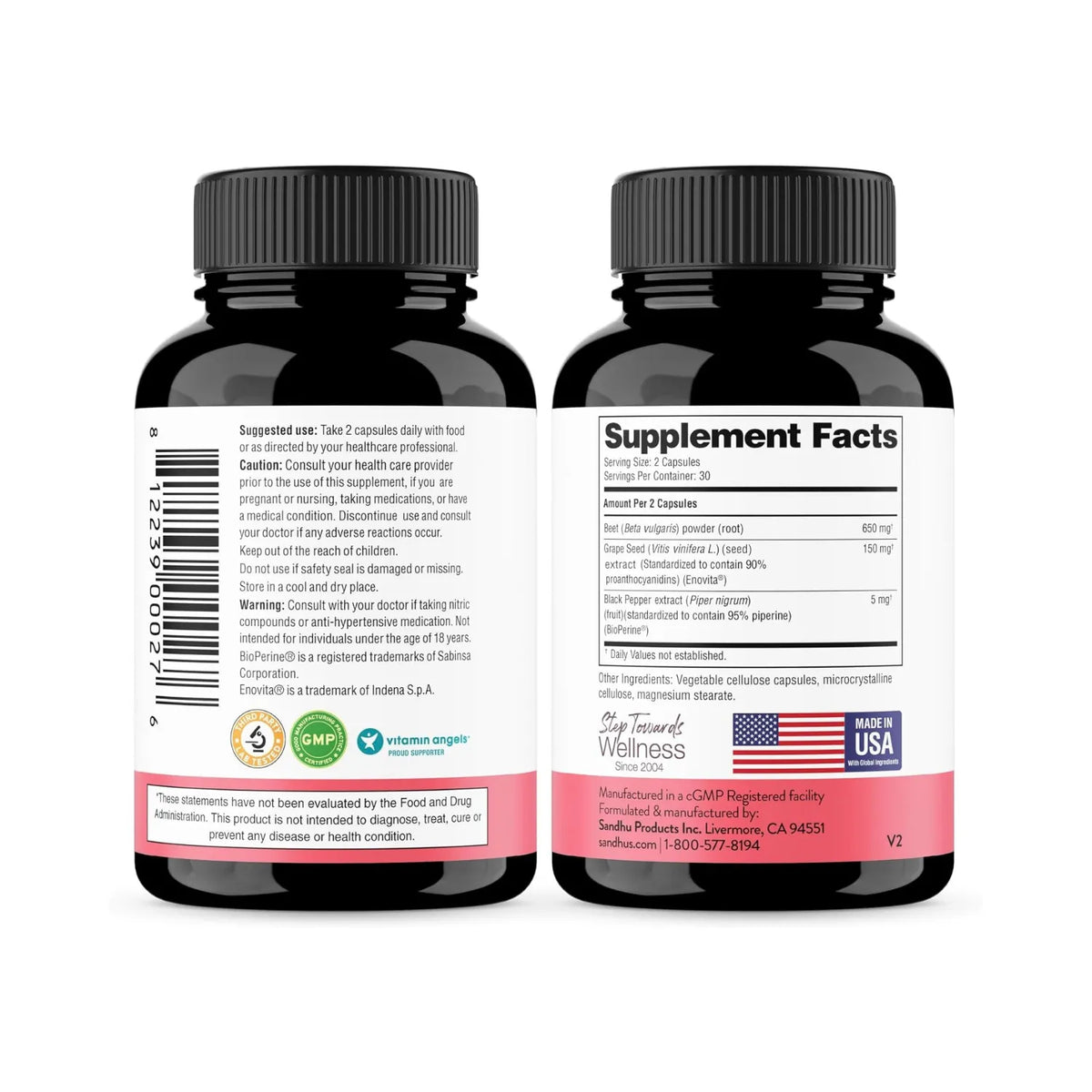 Sandhus Raíz de Remolacha Con Extracto De Semilla De Uva Para Salud del Corazón 60 Capsulas