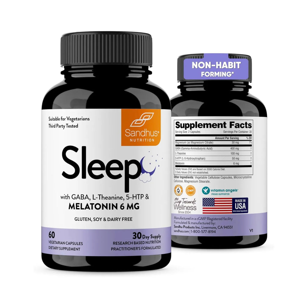 Sandhus Sleep Melatonina Gaba L-teanina Y 5-htp Con 60 Capsulas