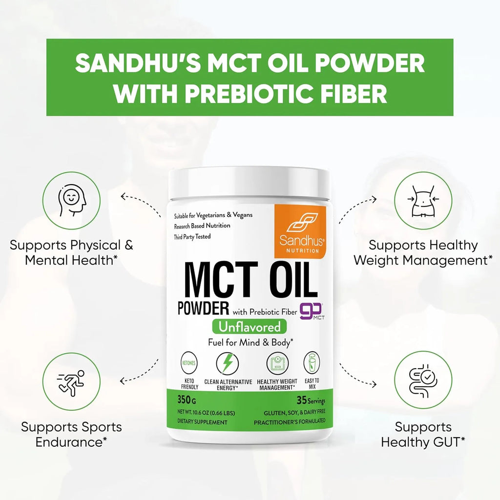 Sandhus Aceite Mct Con Fibra Prebiótica 350g 35 Serv Sfn
