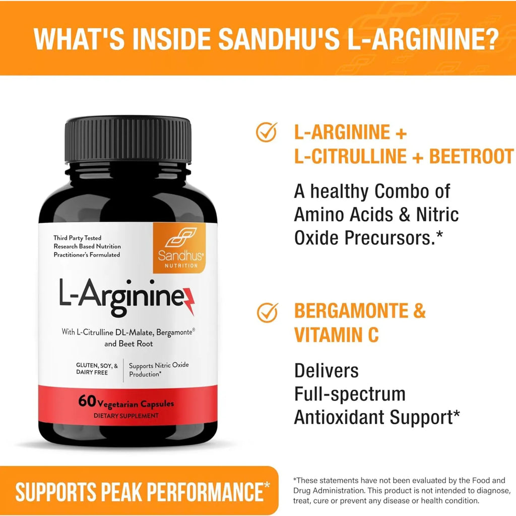 Sandhus L-Arginine Suplemento Energético Con 60 Capsulas