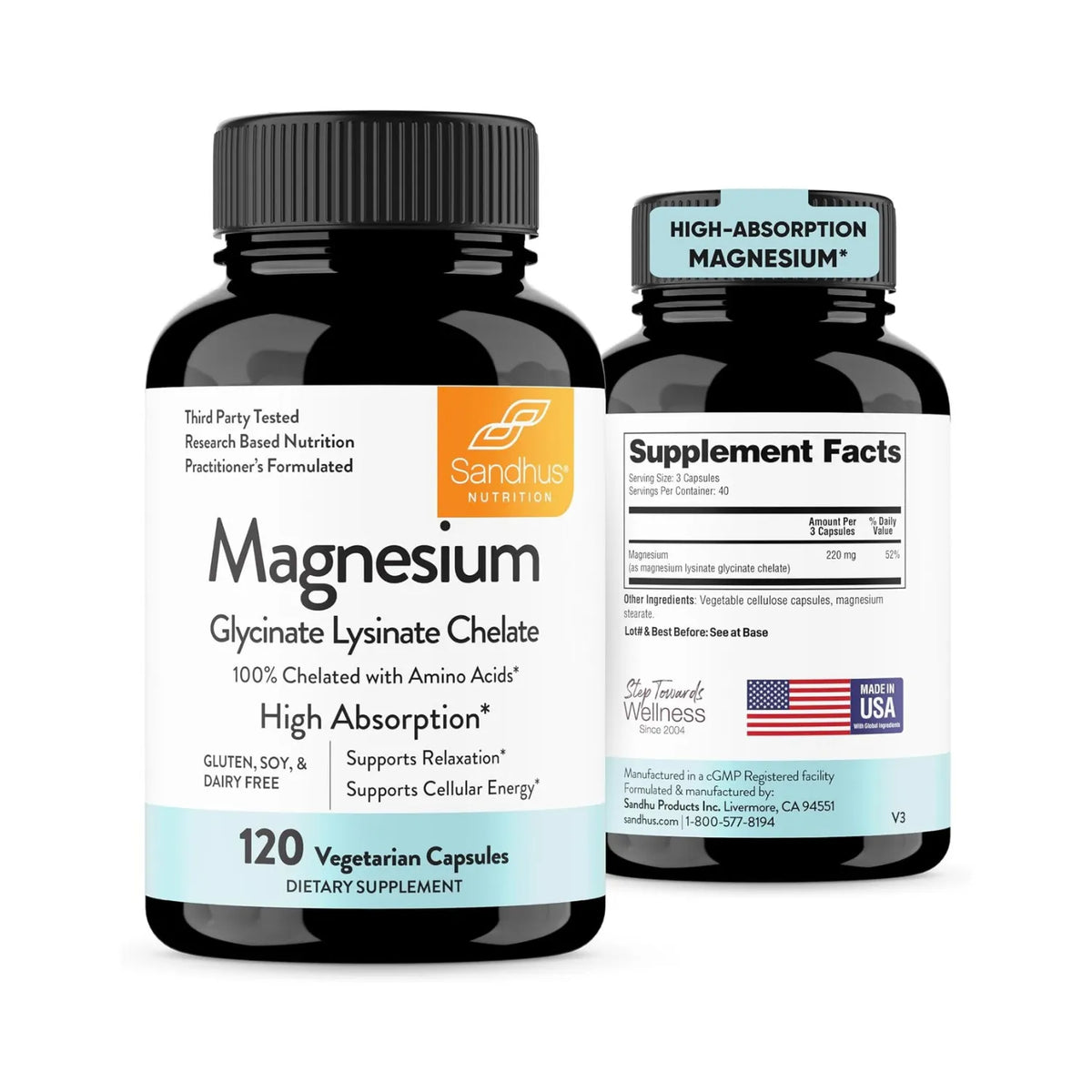 Sandhus Glicinato de Magnesio Máxima Absorción 120 Capsulas