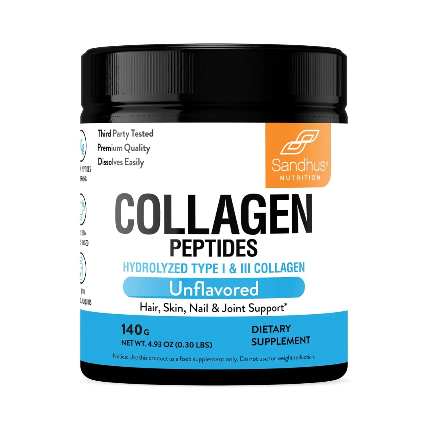 Sandhus Collagen Peptides, Péptidos De Colágeno 140g Sfn