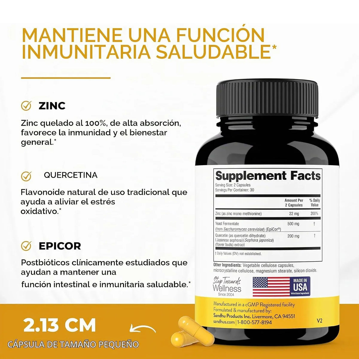 Sandhus Zinc Quercetina Con Epicor 60 Capsulas