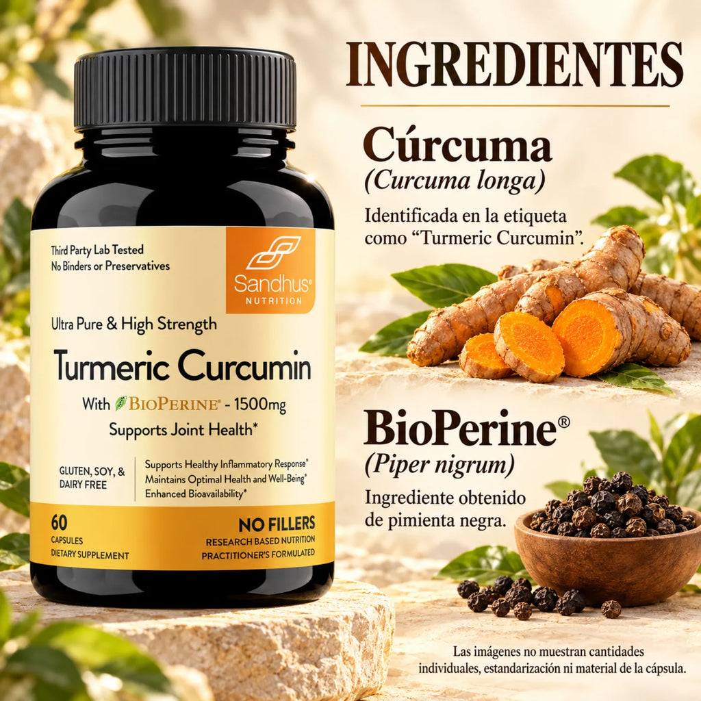 Sandhus Turmeric Curcumin Con Bioperina 1500mg 60 Capsulas
