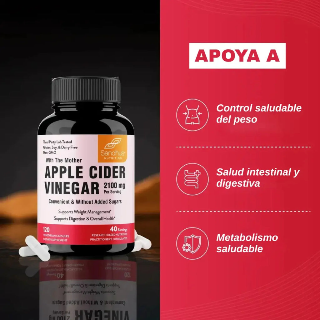 Sandhus Apple Cider Vinegar, Vinagre De Manzana 60caps Sfn