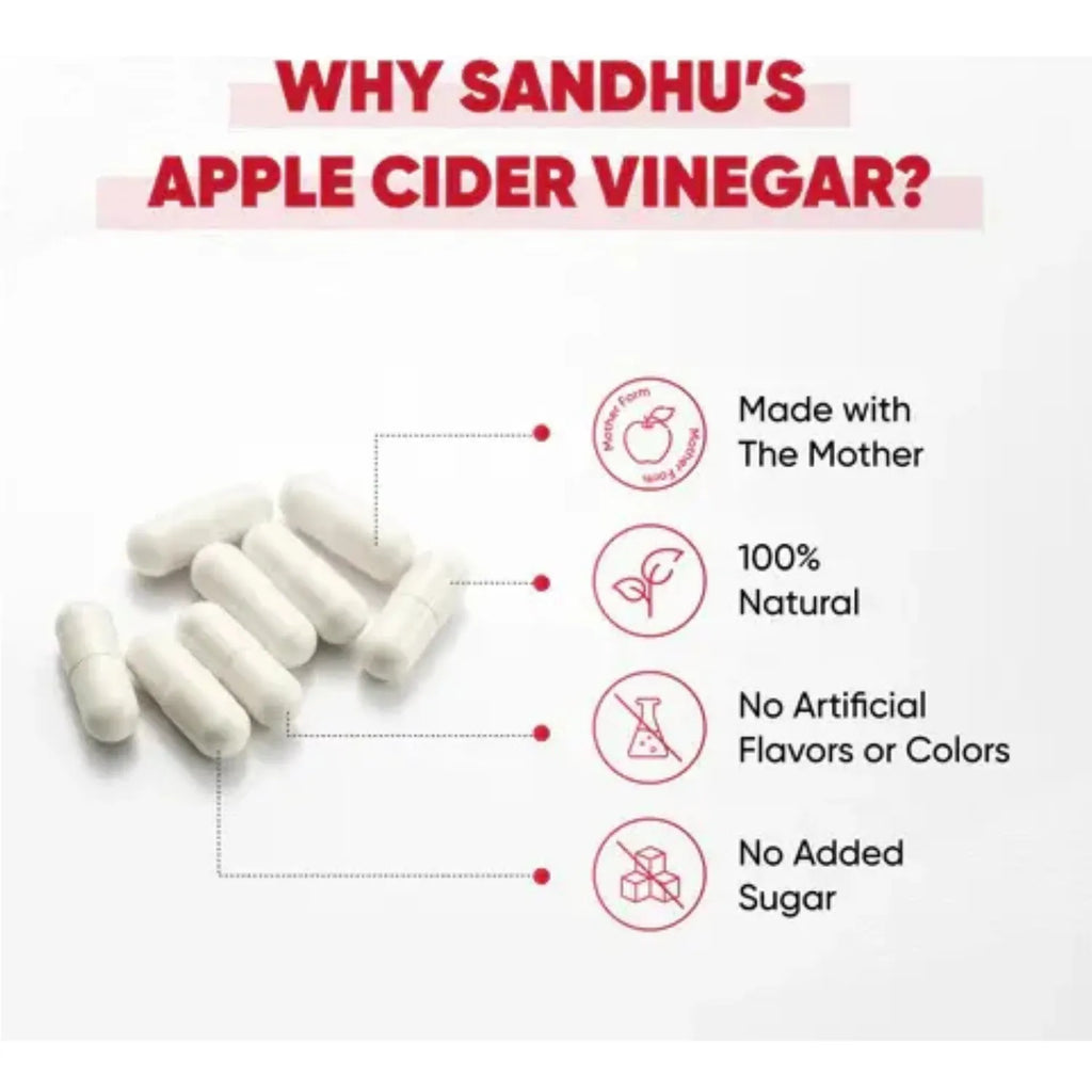 Sandhus Apple Cider Vinegar, Vinagre De Manzana 60caps Sfn