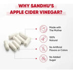 Sandhus Apple Cider Vinegar, Vinagre De Manzana 60caps Sfn