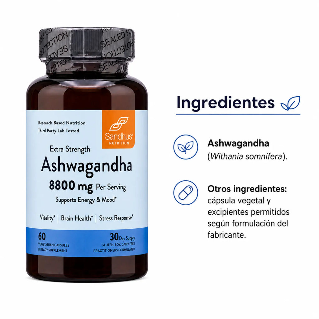 Sandhus Ashwagandha 8800mg Salud Cerebral 60 Caps Sfn
