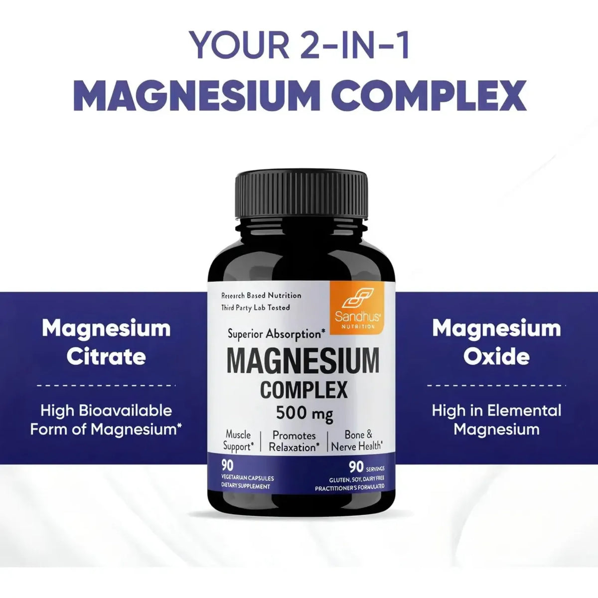 Sandhus Complejo De Magnesio Magnesium Complex 120 Cápsulas Sin Sabor 120